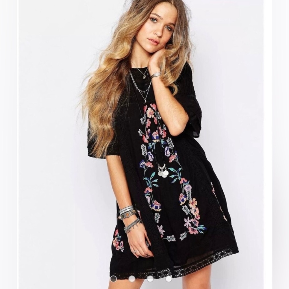 Free People black embroidered dress